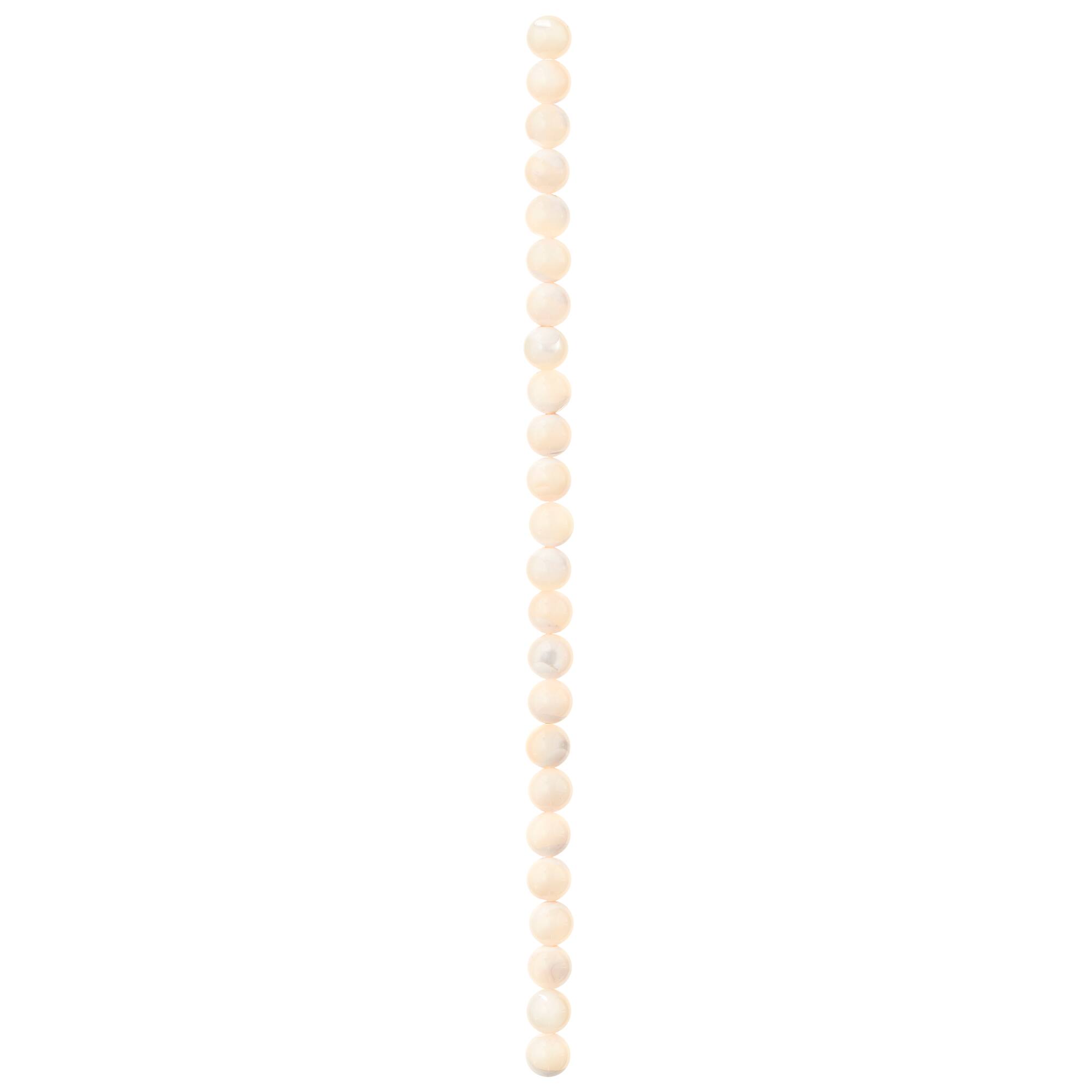 7mm Light Pink Mother of Pearl Round Beads by Bead Landing™